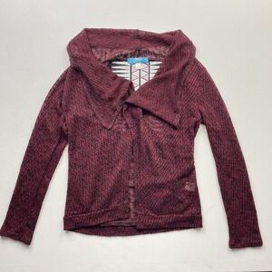 Buttons Lovestitch Cardigan Women's Small Red Knit Open Front Boho Southwest